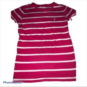 Polo pink and white striped tee w/ blue horse